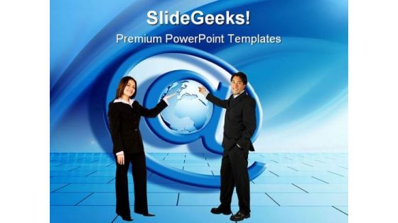 People With At Sign Globe PowerPoint Templates And PowerPoint Backgrounds 0211