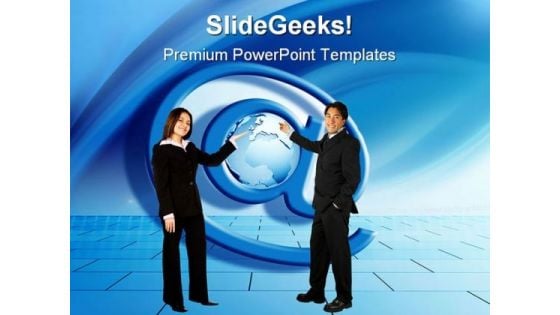 People With At Sign Globe PowerPoint Themes And PowerPoint Slides 0211