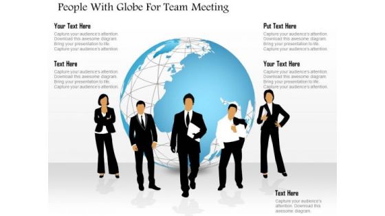 People With Globe For Team Meeting PowerPoint Template People With Globe For Team Meeting PowerPoint Template