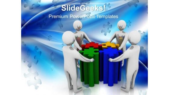 People With Puzzle Teamwork PowerPoint Templates And PowerPoint Themes 1012
