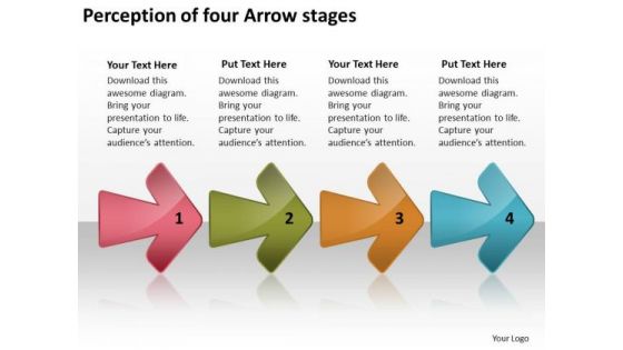 Perception Of Four Arrow Stages Basic Process Flow Chart PowerPoint Templates