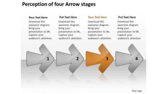 Perception Of Four Arrow Stages Free Business Plans For Small PowerPoint Templates