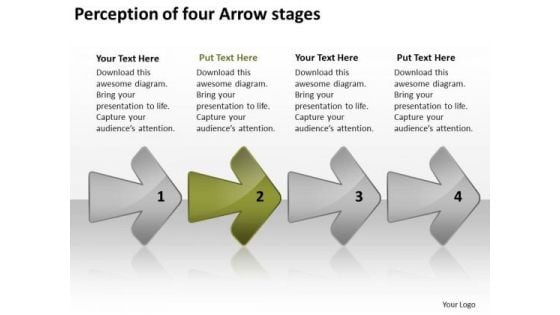 Perception Of Four Arrow Stages Outline For Business Plan PowerPoint Slides