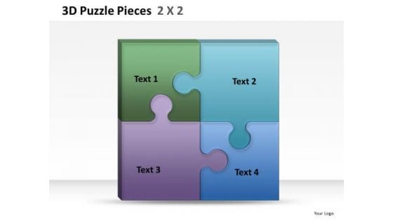 Perfect Fit 3d Puzzle Pieces 2x2 PowerPoint Slides And Ppt Diagram Templates