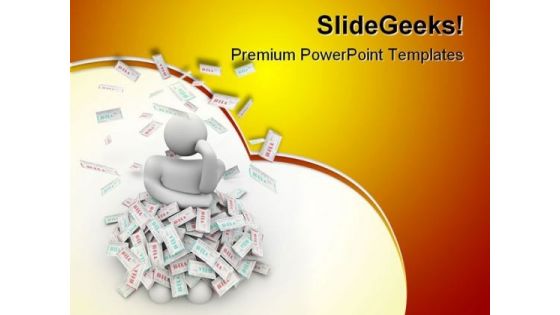 Person Buried In Bills Finance PowerPoint Templates And PowerPoint Backgrounds 0511 Person Buried In Bills Finance PowerPoint Templates And PowerPoint Backgrounds 0511