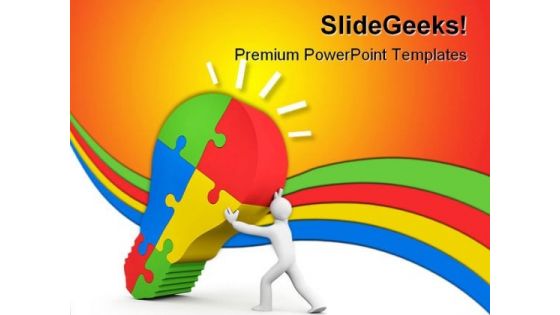 Person Carry Lightbulb Metaphor PowerPoint Themes And PowerPoint Slides 0511