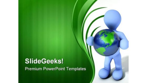 Person Holding Earth Global PowerPoint Templates And PowerPoint Backgrounds 0411