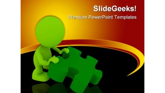 Person Holding Puzzle Metaphor PowerPoint Templates And PowerPoint Backgrounds 0311