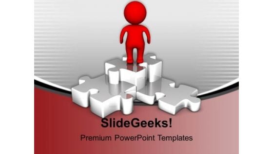Person Puzzle Podium Business PowerPoint Templates Ppt Backgrounds For Slides 1212