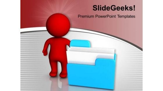 Person Standing Beside Computer Folder PowerPoint Templates Ppt Backgrounds For Slides 1212