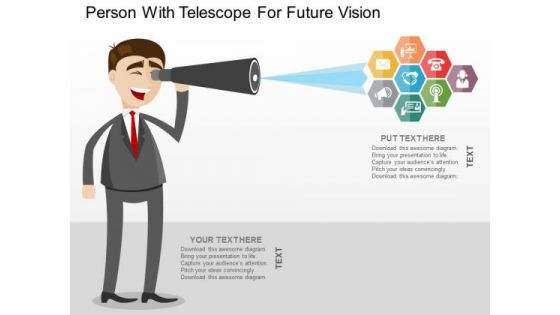 Person With Telescope For Future Vision PowerPoint Templates