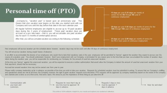 Personal Time Off Pto HR Policy Overview Powerpoint Presentation Ppt Template Pdf