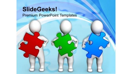 Persons Holding Puzzle Pieces Team Business PowerPoint Templates Ppt Backgrounds For Slides 0113