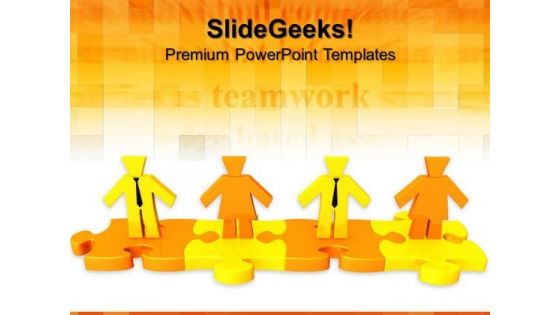 Persons Standing On Puzzle Teamwork PowerPoint Templates And PowerPoint Themes 0712