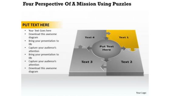 Perspective Of A Mission Using Puzzles Business Plans Examples Free PowerPoint Templates