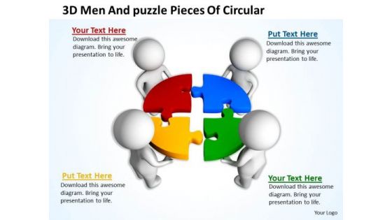 Pictures Of Business Men 3d And Puzzle Pieces Circular PowerPoint Slides