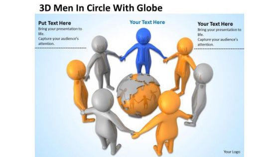 Pictures Of Business Men 3d Circle With Globe PowerPoint Slides