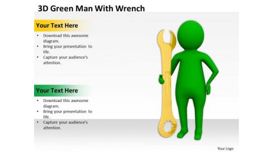 Pictures Of Business Men 3d Green Man With Wrench PowerPoint Templates Ppt Backgrounds For Slides
