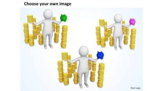 Pictures Of Business Men 3d Man Holding Piggy Bank And Money PowerPoint Slides