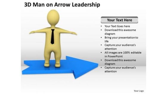 Pictures Of Business Men 3d Man On Arrow Leadership PowerPoint Slides