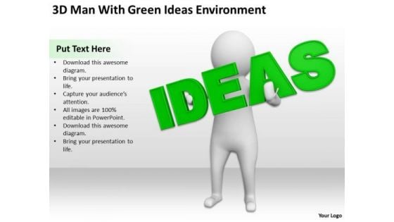 Pictures Of Business Men 3d Man With Green Ideas Environment PowerPoint Templates