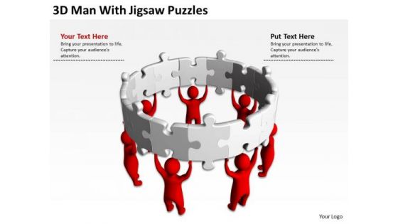 Pictures Of Business Men 3d Man With Jigsaw Puzzles PowerPoint Slides