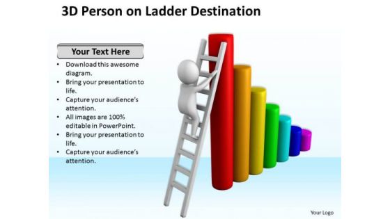 Pictures Of Business Men 3d Person Ladder Destination PowerPoint Slides