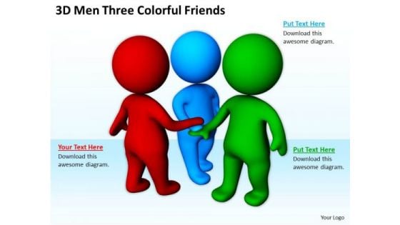 Pictures Of Business Men 3d Three Colorful Friends PowerPoint Slides