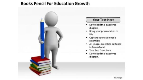 Pictures Of Business Men Books Pencil For Education Growth PowerPoint Slides