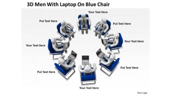 Pictures Of Business Men With Laptop On Blue Chair PowerPoint Templates Ppt Backgrounds For Slides