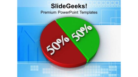 Pie Chart 50-50 Success Concept PowerPoint Templates Ppt Backgrounds For Slides 0113