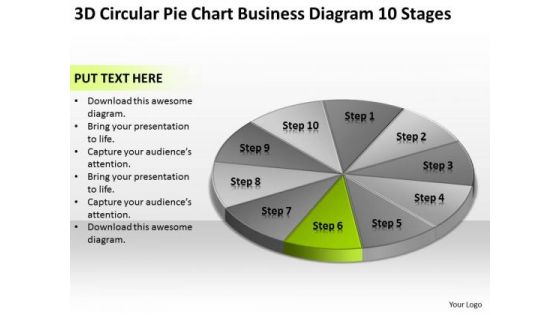 Pie Chart Business Diagram 10 Stages Creating Small Plan PowerPoint Slides