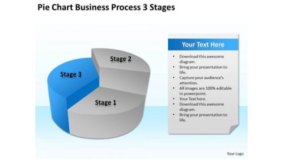 Pie Chart Business Process 3 Stages Ppt Basic Plan Outline PowerPoint Templates