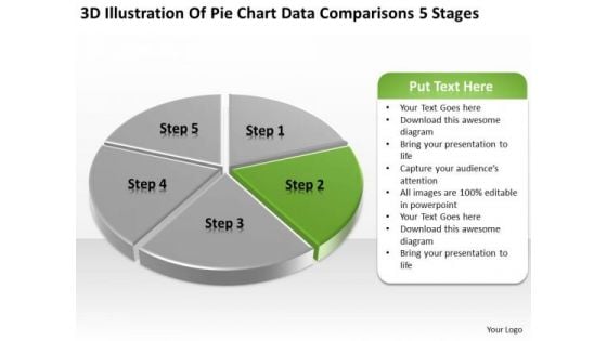 Pie Chart Data Comparisons 5 Stages Business Plan PowerPoint Templates