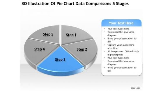 Pie Chart Data Comparisons 5 Stages Business Plan Templates PowerPoint Slides