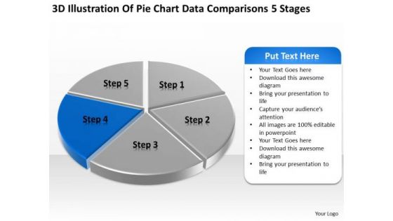 Pie Chart Data Comparisons 5 Stages How To Develop Business Plan PowerPoint Templates