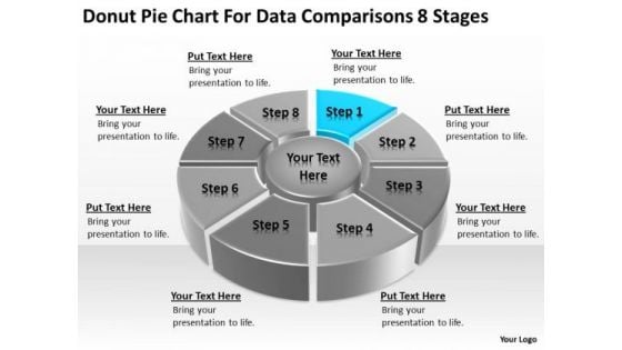 Pie Chart For Data Comparisons 8 Stages People Who Write Business Plans PowerPoint Slides