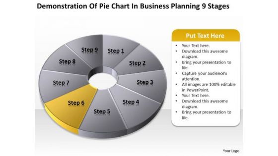 Pie Chart In Business Planning 9 Stages Ppt Assistance PowerPoint Slides