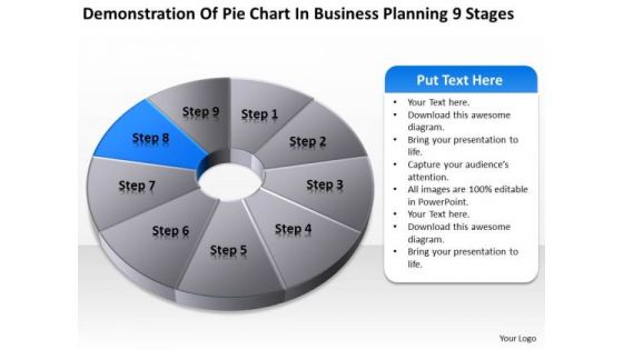 Pie Chart In Business Planning 9 Stages Ppt Blank Template PowerPoint Slides