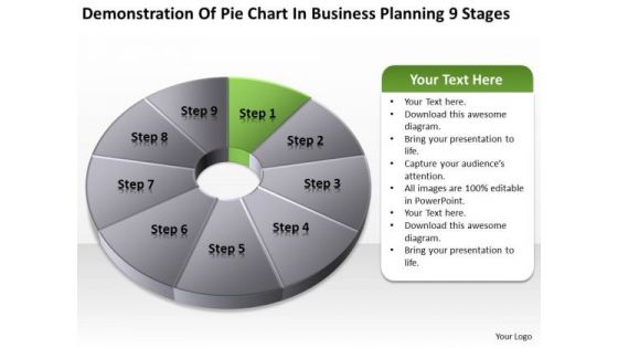 Pie Chart In Business Planning 9 Stages Ppt Franchise PowerPoint Templates