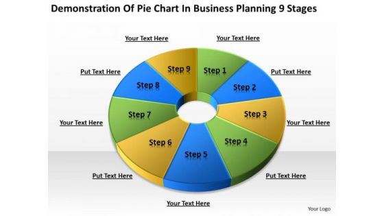 Pie Chart In Business Planning 9 Stages Ppt Service PowerPoint Slides