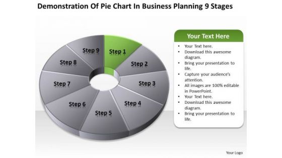 Pie Chart In Business Planning 9 Stages Ppt Writing Plans PowerPoint Templates