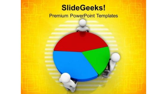 Pie Chart Result Discussion With Team PowerPoint Templates Ppt Backgrounds For Slides 0613