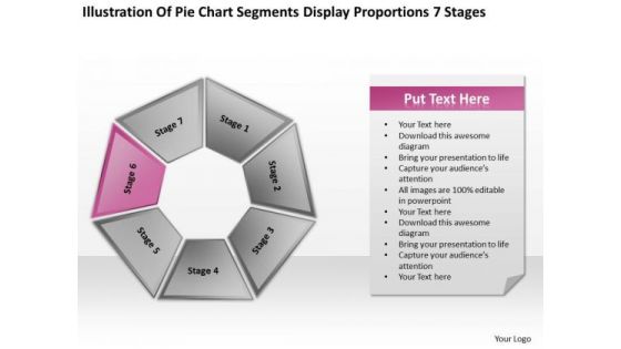 Pie Chart Segments Display Proportions 7 Stages Ppt Business Plan PowerPoint Templates