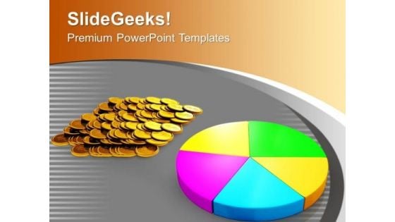 Pie Chart Statistics And Coins PowerPoint Templates Ppt Backgrounds For Slides 0213