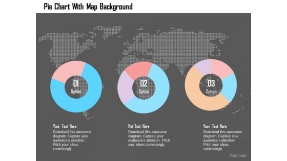 Pie Chart With Map Background Presentation Template Pie Chart With Map Background Presentation Template