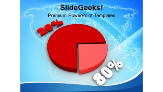 Pie Chart With Percentage 80 20 Growth PowerPoint Templates Ppt Backgrounds For Slides 0213