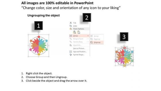 Pie Graph Made With Puzzles And Business Icons PowerPoint Template