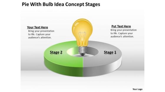 Pie With Bulb Idea Concept Stages Business Plan PowerPoint Slides