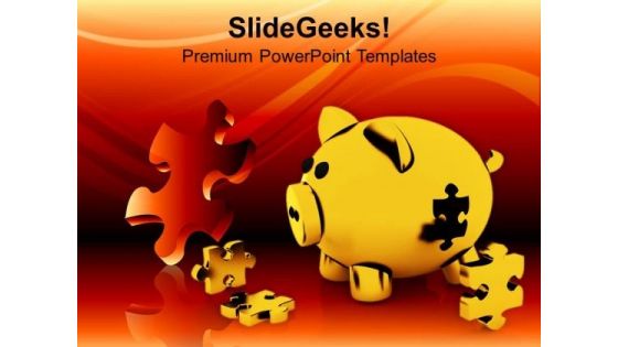 Pigg Bank And Puzzles Economic Business PowerPoint Templates Ppt Backgrounds For Slides 0113